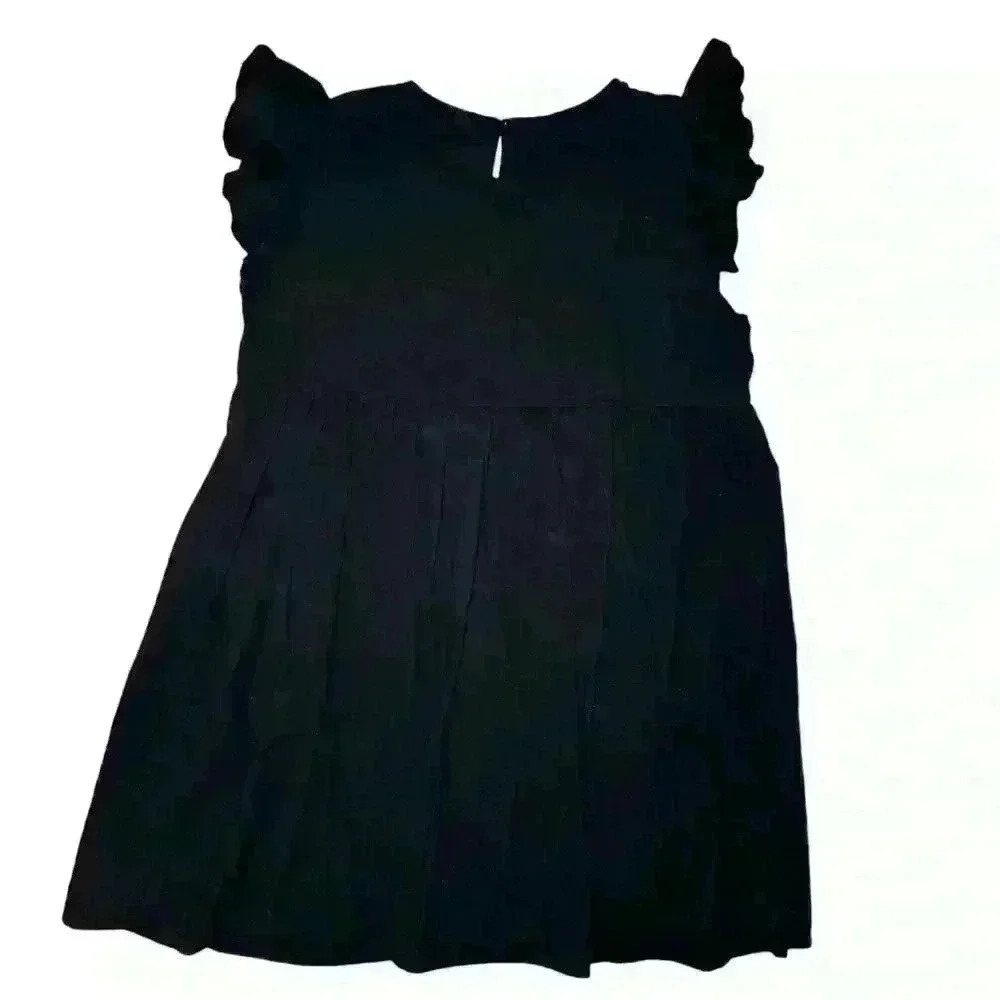 Boho Black Floral Embroidered 100% Cotton Mini Dress Size Large - Picture 5 of 9